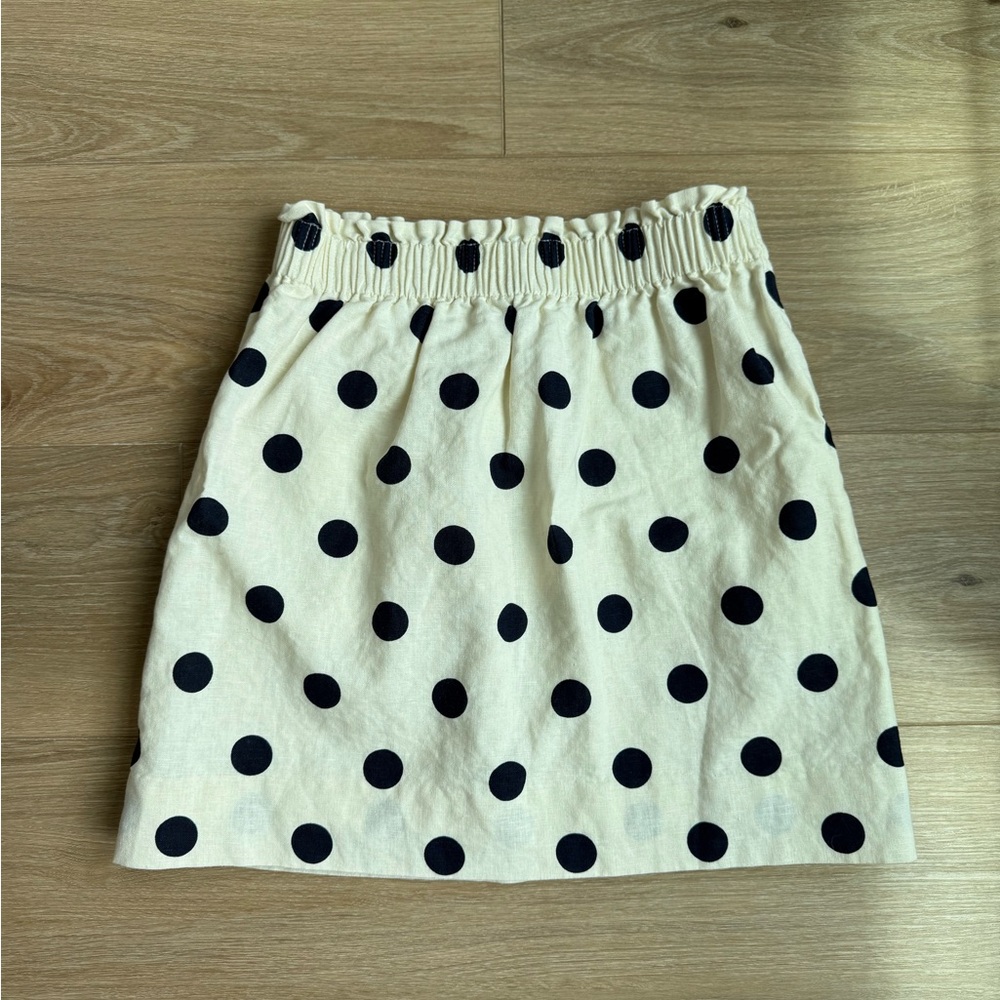 J. Crew Navy and Ivory Smocked Pencil Mini Skirt size 0 - Picture 2 of 3